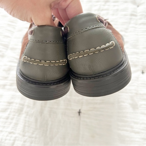 NEW Cole Haan PINCH Hand Sewn Suede Brown & Green Loafers Size 8.5